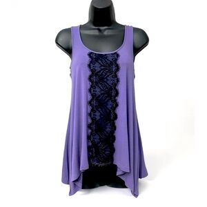 Women’s Y2K VENUS Purple & Black Lace Sleeveless Shirt